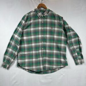 90s Ralph Lauren Oxford Shirt Prep Tartan XXL Plaid Button Collar Academia Green